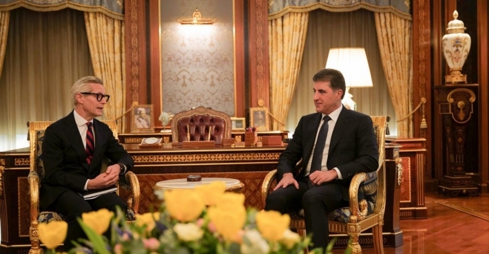 President Nechirvan Barzani meets with the Norwegian Ambassador Espen Lindbæck