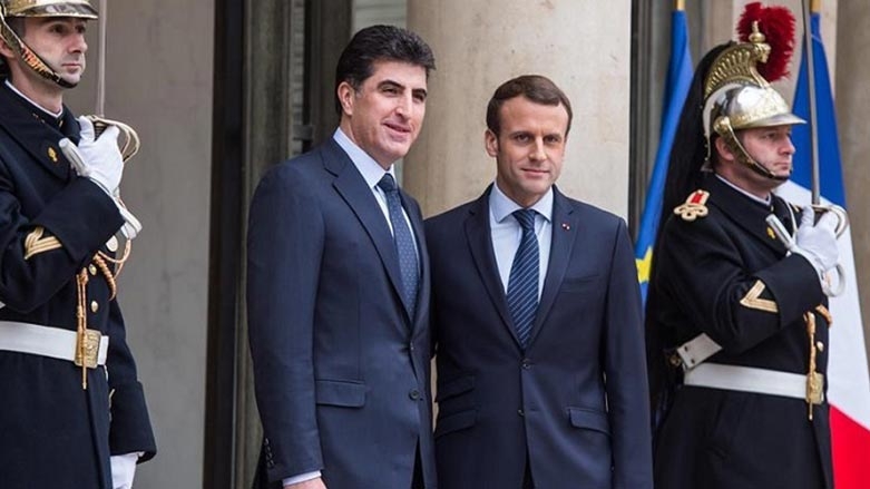 Nêçîrvan Barzanî pîrozbahî li Emmanuel Macron kir