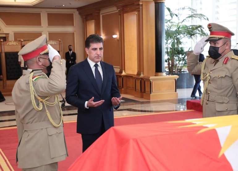 President Nechirvan Barzani leads the funeral of Ali Qazi