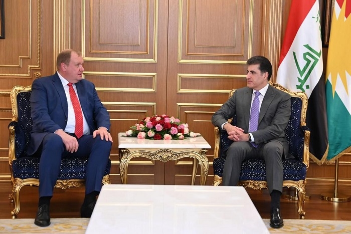 President Nechirvan Barzani receives outgoing Consul Generals of Russia and Kuwait