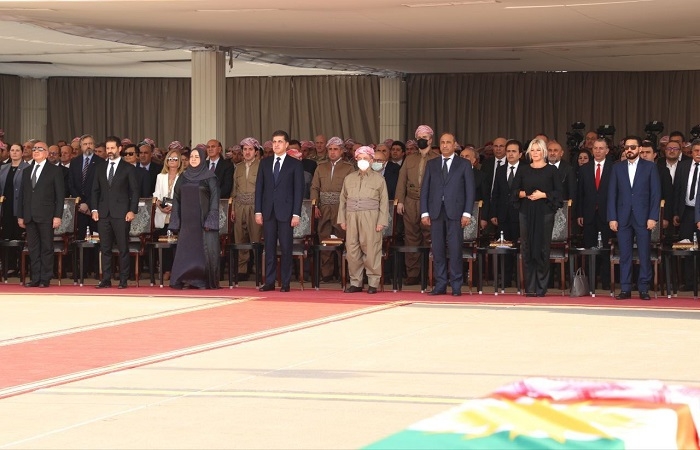 President Nechirvan Barzani attends the reception ceremony of the remains of the Barzani victims of Anfal