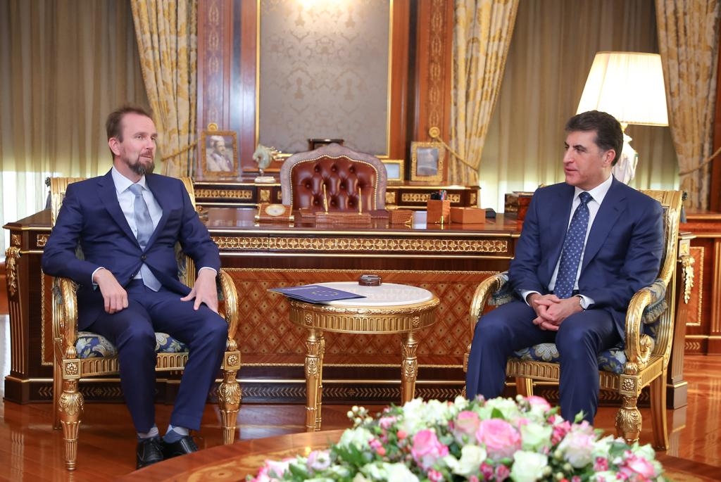 President Nechirvan Barzani receives the Ambassador of the European Union