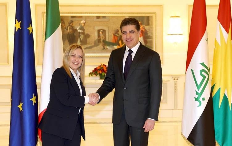 رئيس إقليم كوردستان يجتمع مع رئيسة الوزراء الإيطالية في أربيل