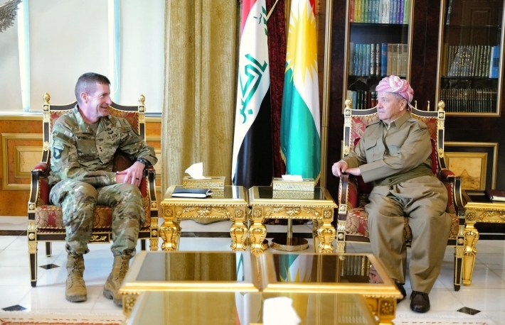 Kurdish Leader Masoud Barzani Engages in Security Talks with Maj. Gen. Joel B. Vowell, Commander of CJTF-OIR
