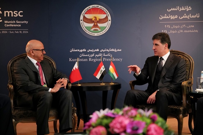 President Nechirvan Barzani meets with the Foreign Minister of Bahrain