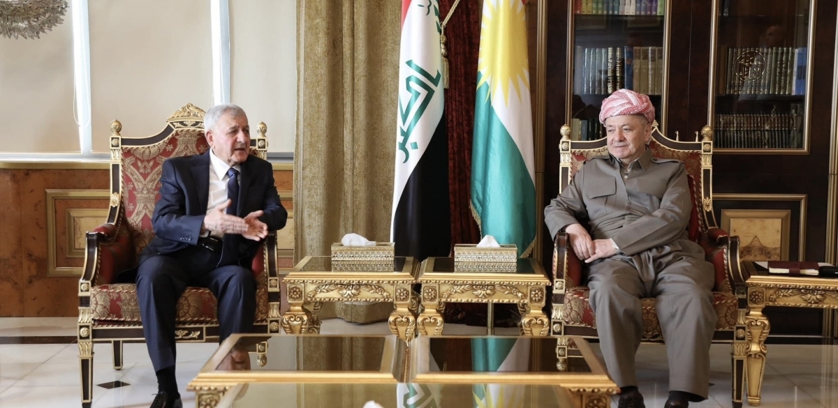 Kurdish Leader Masoud Barzani Meets Iraqi President Latif Rashid in Erbil