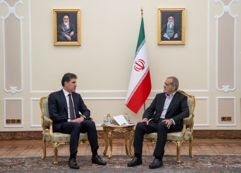 President Nechirvan Barzani meets with President Masoud Pezeshkian of Iran