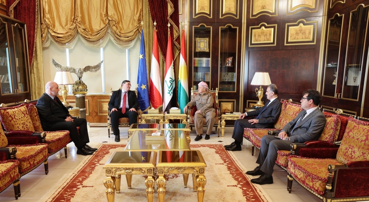 Kurdish Leader Masoud Barzani Meets Austrian Ambassador in Salahaddin