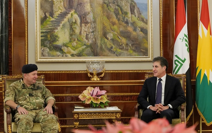 President Nechirvan Barzani Receives a British Military Delegation