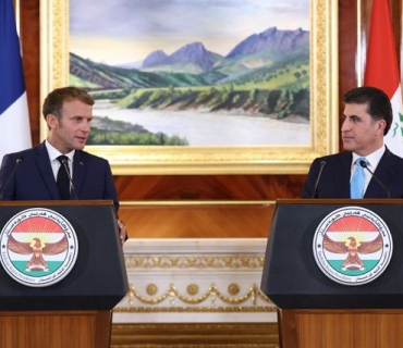 President Nechirvan Barzani and President Emmanuel Macron discuss developments in the region