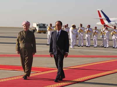 French President Hollande visits Erbil, meets President Barzani