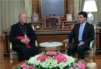 PM Barzani meets Pope’s envoy to Iraq