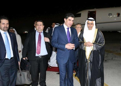 Headed by PM Barzani, a senior KRG delegation arrives in the United Arab Emirates
