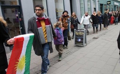 Kurds in solidarity at Copenhagen human chain