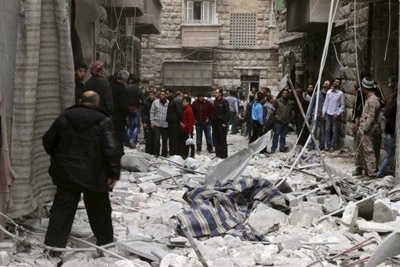 Monitor says Syrian army bombs Aleppo school