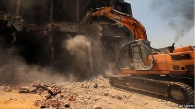 Egypt demolishes former President Hosni Mubarak's party headquarters