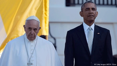 Pope Francis welcomed at the White House