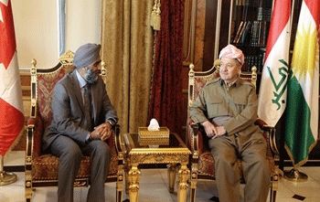 Kurdistan Region President Welcomes Canadian Defense minister