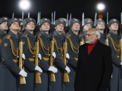 India's prime minister arrives in Russia for talks with Putin