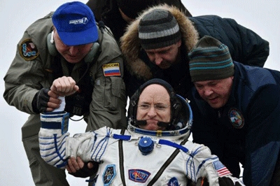 International Space Station’s ‘one year crew’ returns to Earth