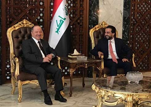 Masoud Barzani meets with Iraqi leaders in Baghdad, a first since 2016