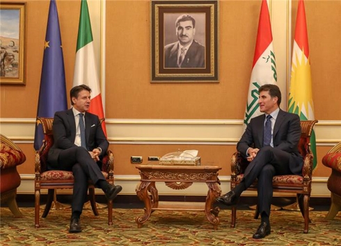 Prime Minister Barzani meets visiting Italian Prime Minister Conte