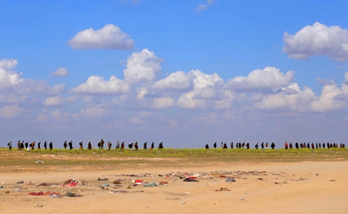 Waves of people still leaving Islamic State's last Syrian enclave