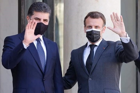 President Nechirvan Barzani and President Emmanuel Macron meet in Paris