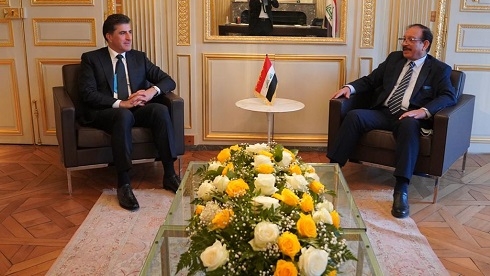 President Nechirvan Barzani pays a visit to the Embassy of Iraq in Paris