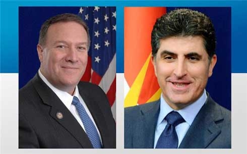 Prime Minister Barzani and Secretary of State Pompeo discuss latest developments in Iraq