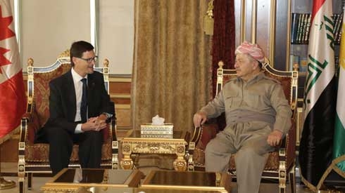 Barzani discusses Kurdistan election, Iraqi gov. formation with Canadian envoy